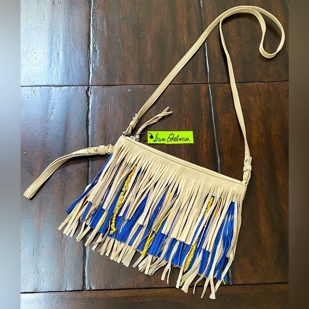 Sam Edelman leather fringe and beaded crossbody